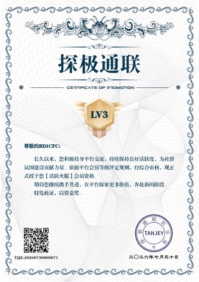 会员等级证书